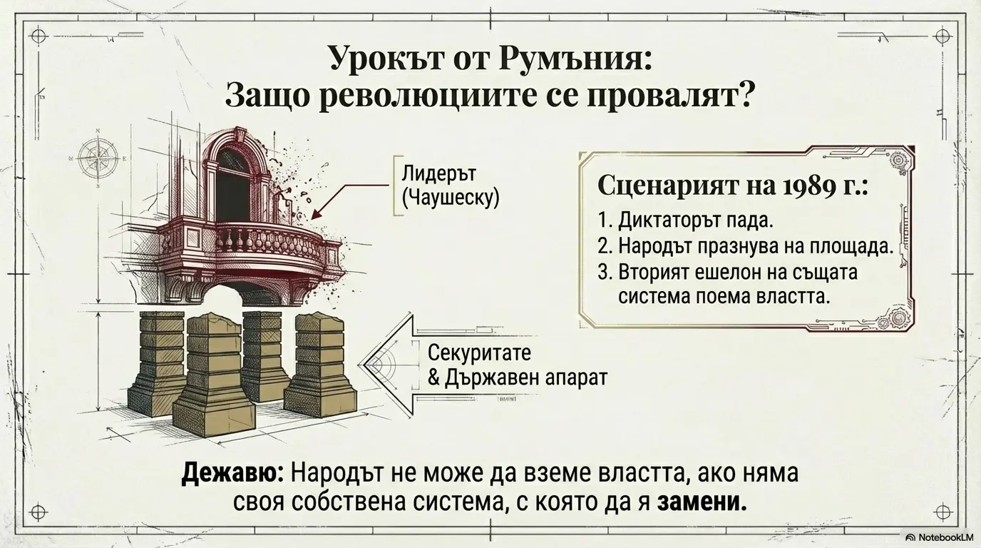Инфографика за падането на Чаушеску в Румъния и как вторият ешелон на системата поема властта след революция